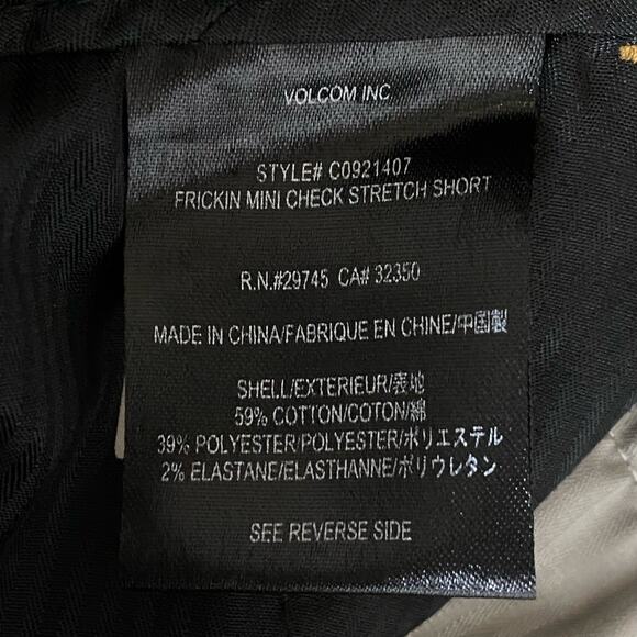 Volcom Frickin Mini Check Stretch Shorts Yellow Gray Plaid Mens Size 30 - Picture 7 of 8
